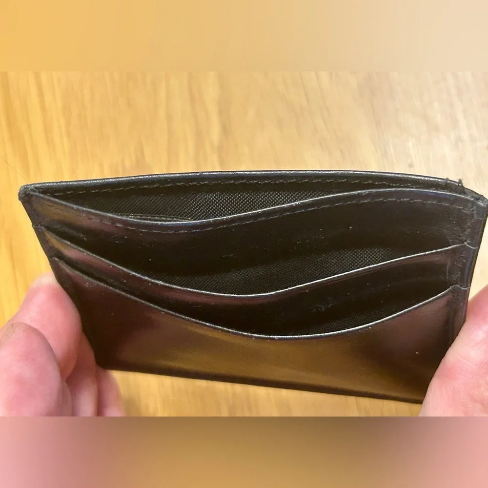 Black Leather Slim Card Holder Wallet with clip